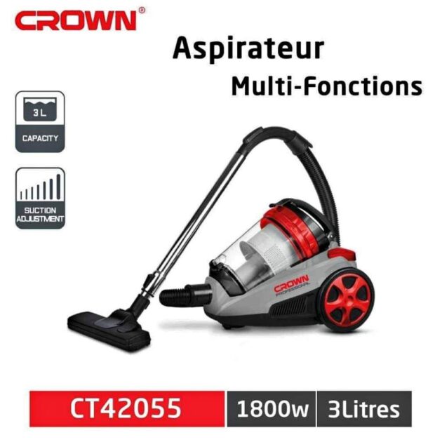 Aspirateur crown 1800w capacité 3 litre