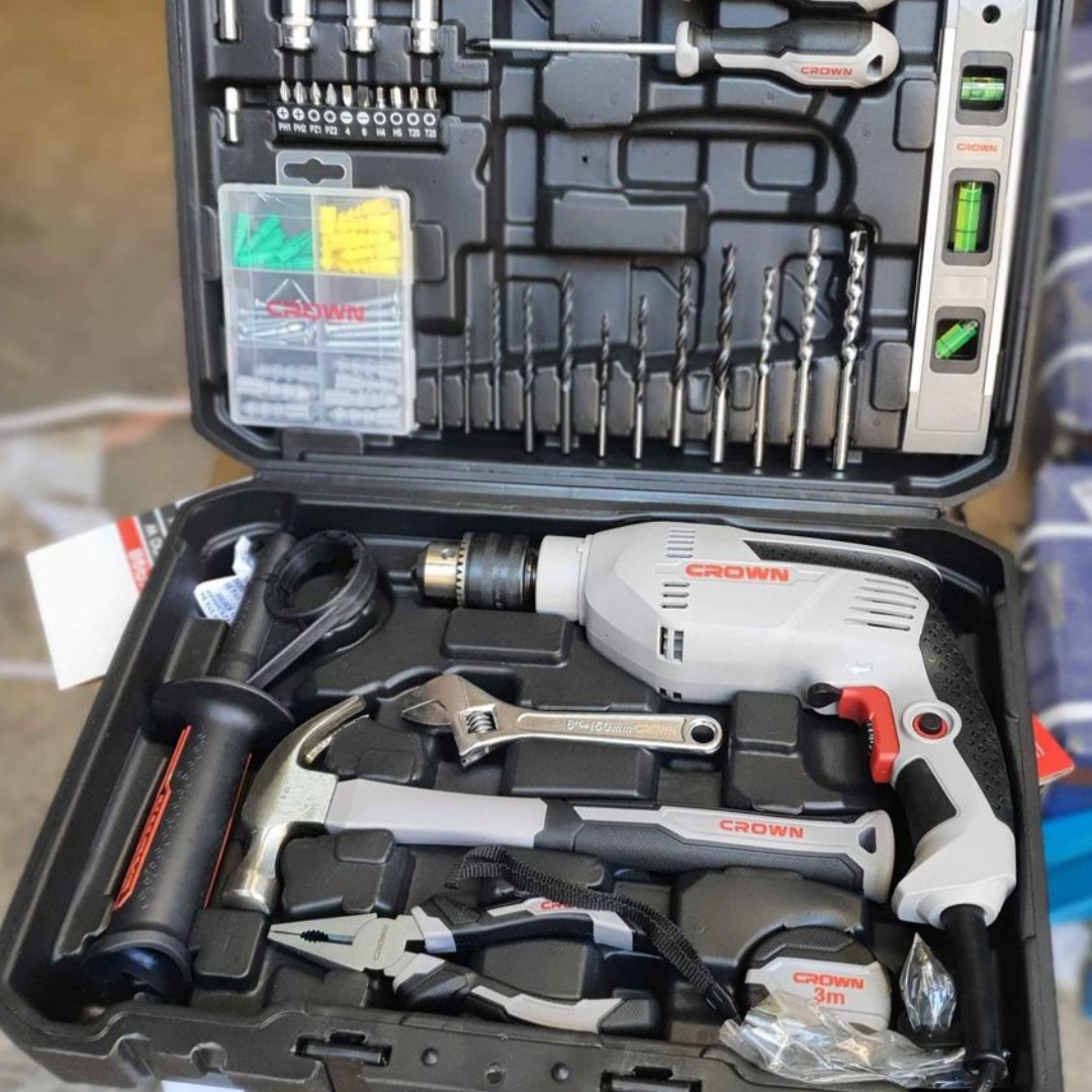 Kit perceuse 98 pieces crown 600w - الصورة 3