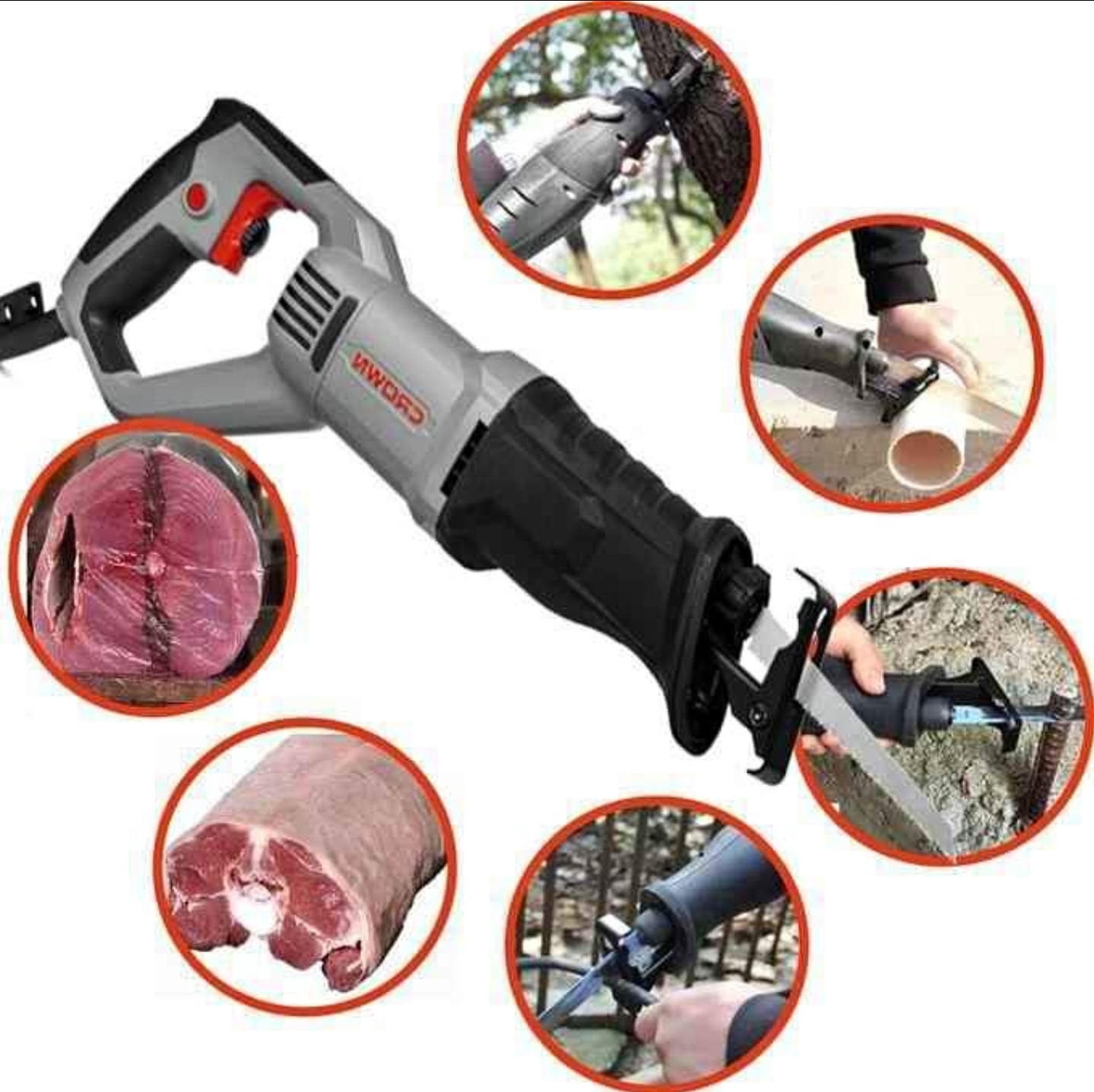 منشار كهربائي لتقطيع اللحوم الحطب والحديد اصلي من كراون - الصورة 2