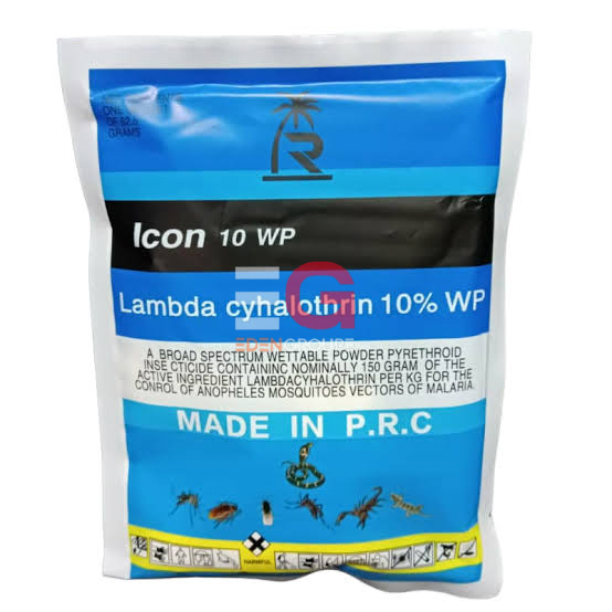 كيس مبيد حشري VICO Bleu Icon (Icon 10 WP – مسحوق Lambda-cyhalothrin 10% قابل للذوبان في الماء) يُستعمل للقضاء على البعوض، الذباب، الصراصير، والحشرات المنزلية الأخرى