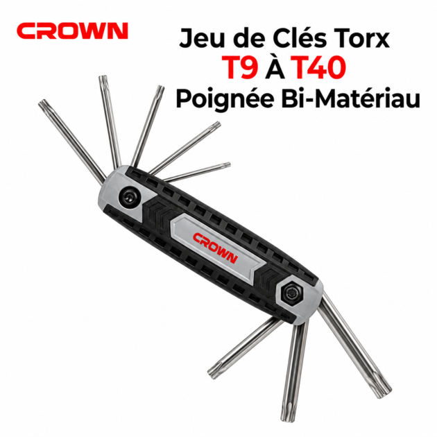 Jeu de clés Torx pliables CROWN CPHOF-TMAX08
