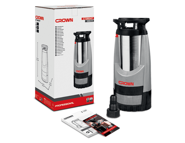 Pompe Immergée Vide Cave 1200W 44m Avec Flotteur CROWN | CT35047 - الصورة 2