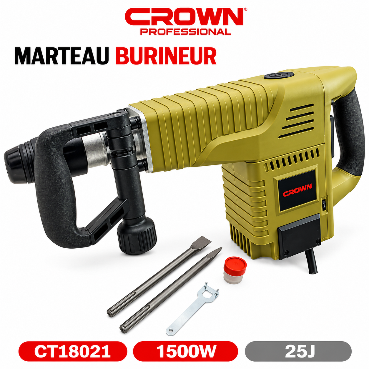 Marteau Piqueur Burineur Sds-Max 1500w 25j Variateur CT18021 | CROWN