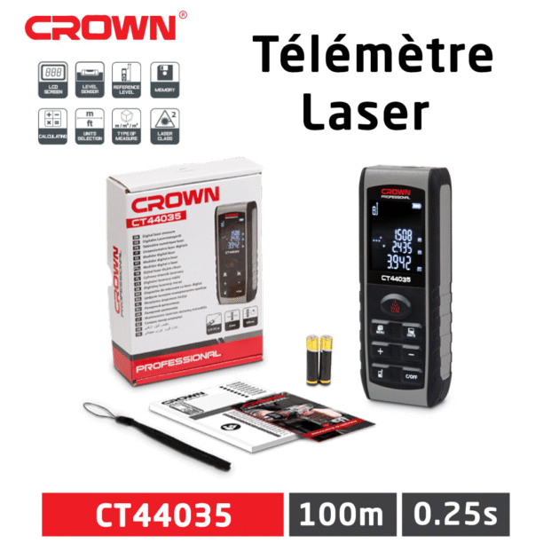 Télémètre Laser 100m CROWN CT44035
