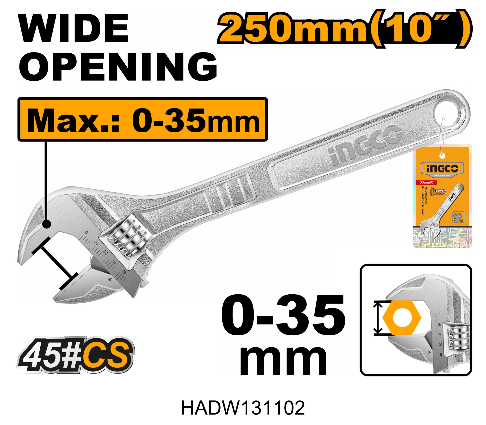 Adjustable wrench ingco HADW131102