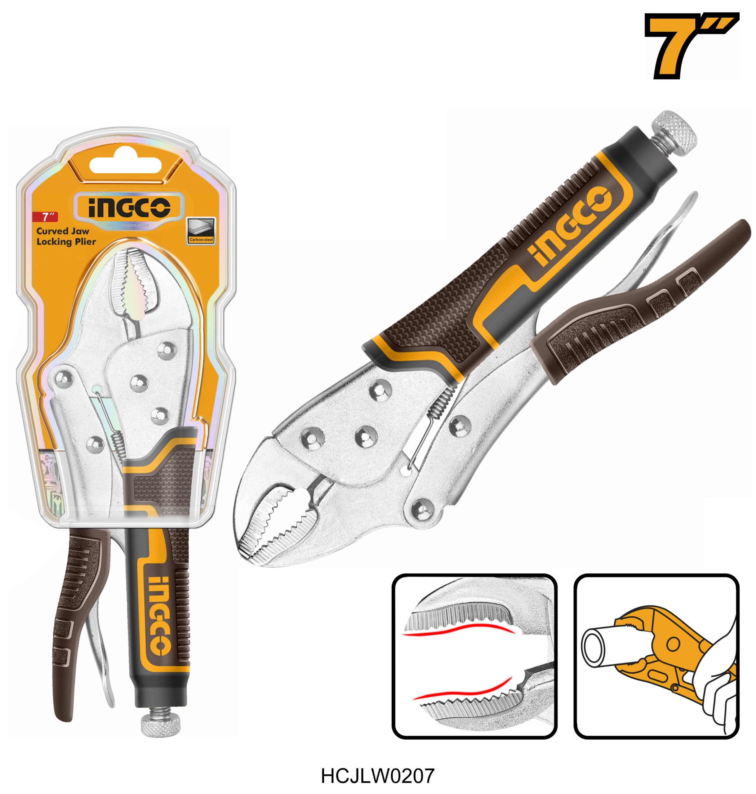 Curved jaw locking plier ingco HCJLW0207