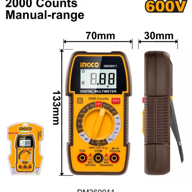 Digital multimeter 600V 2000 Counts – P20C40 | DM360011 Ingco