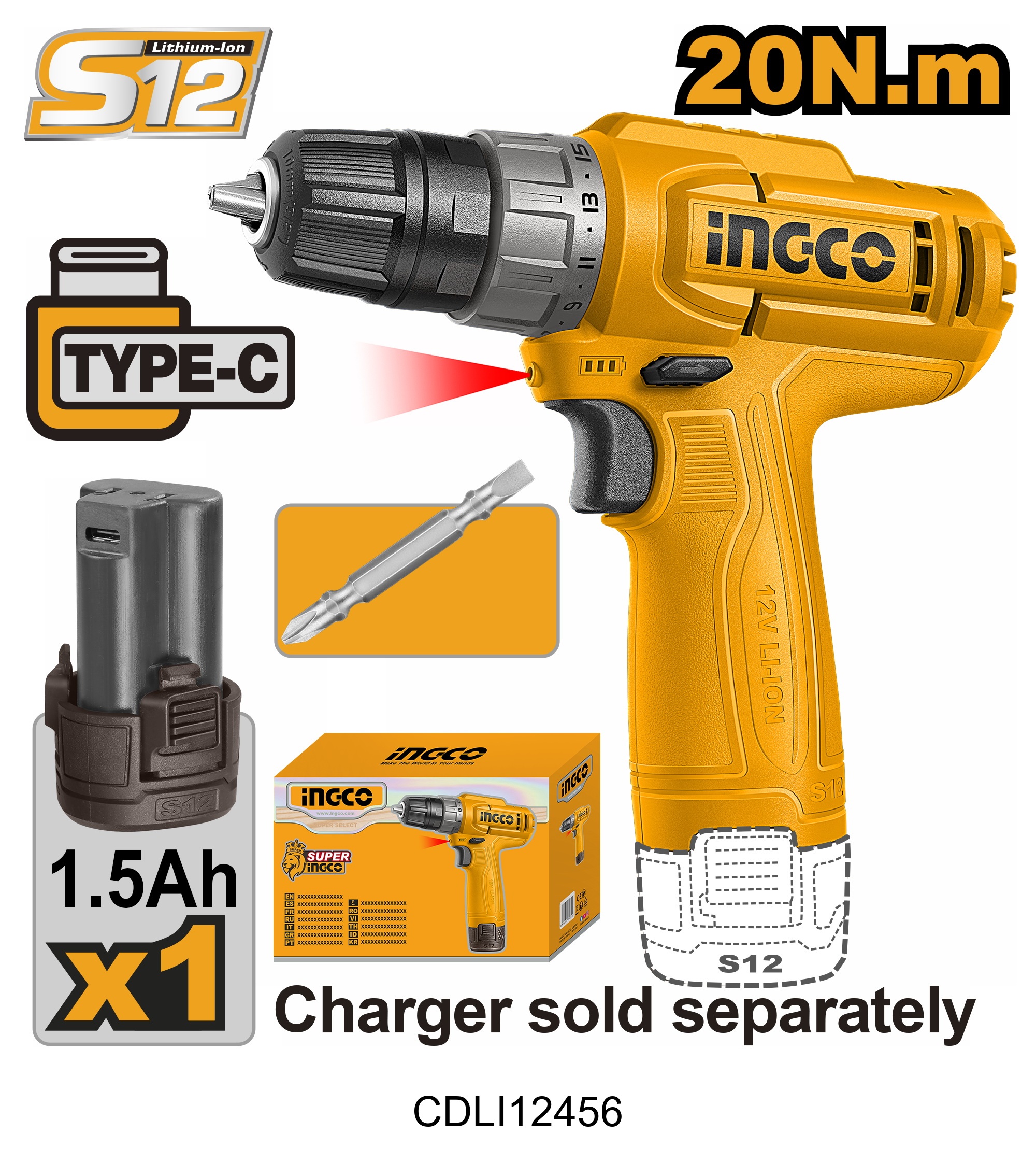 Visseuse ingco 12v 20nm cdli12456