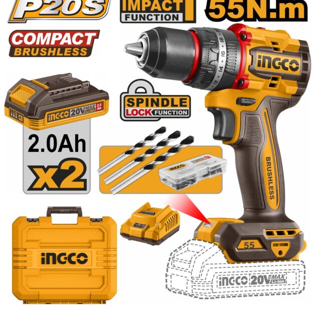 Visseuse ingco 20v 2 bat 2 ah 55nm cidli20558