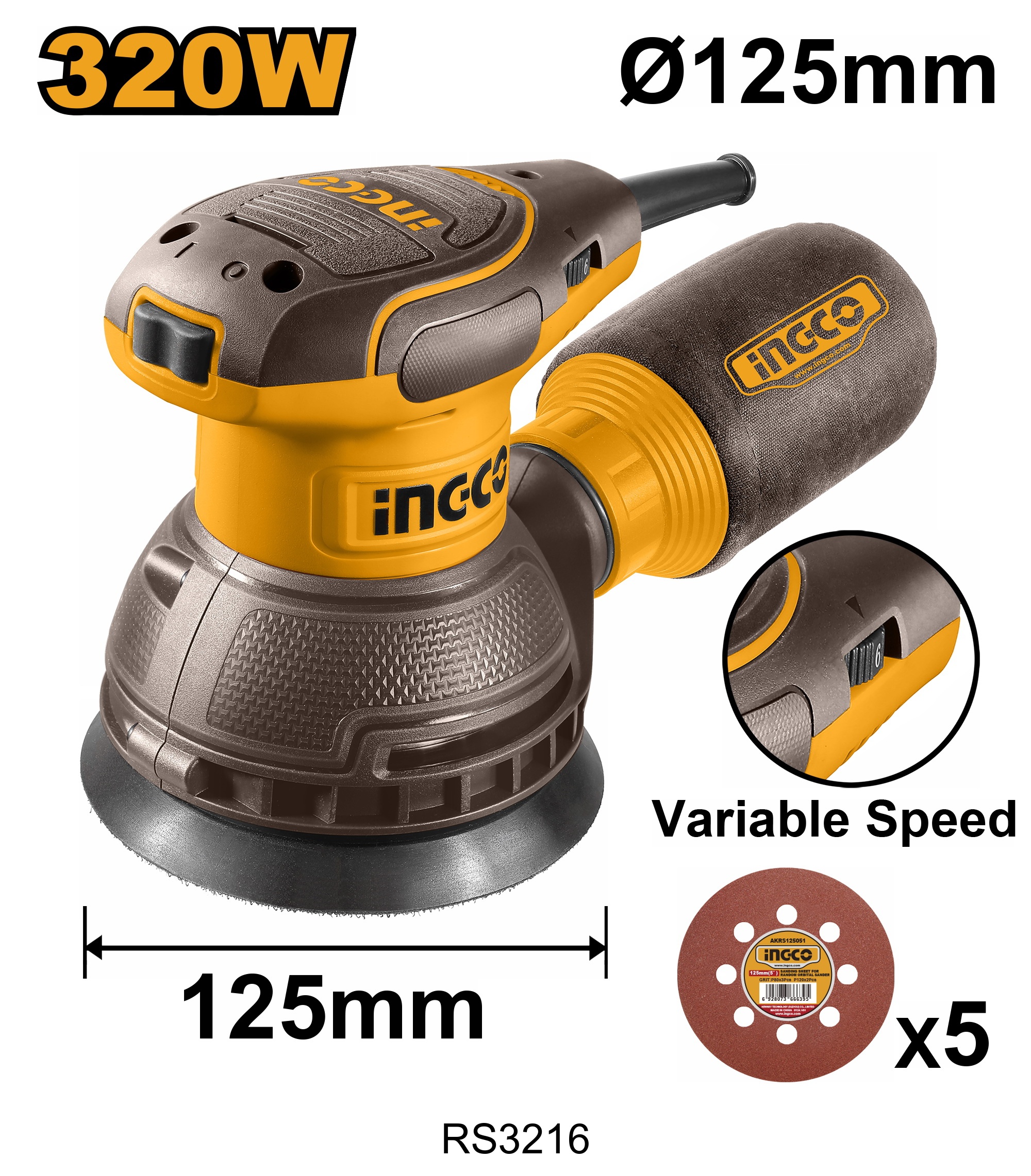 ponceuse rotative 450w ingco rs3216