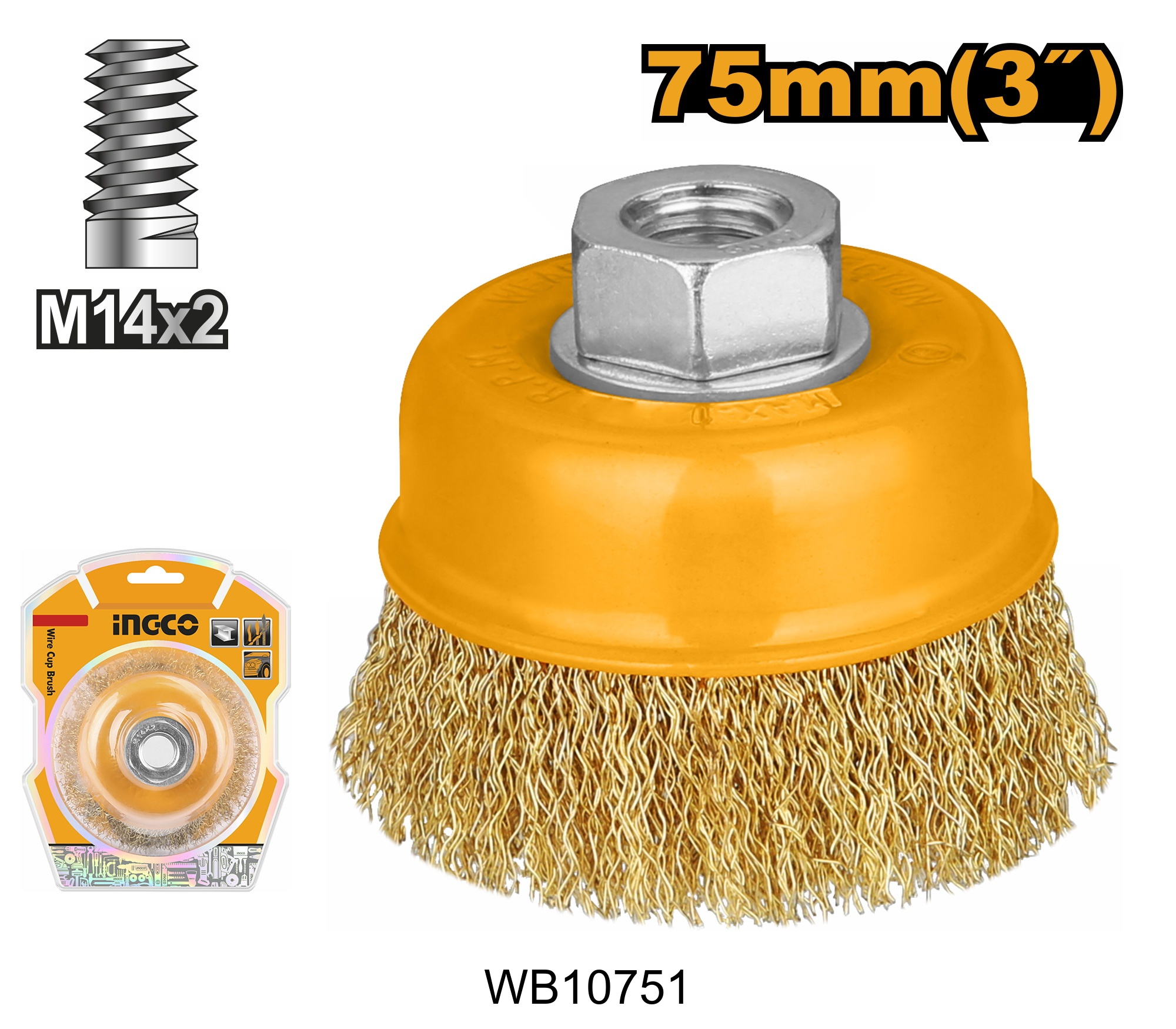 Brosse metalique pour meuleuse 75mm ingco