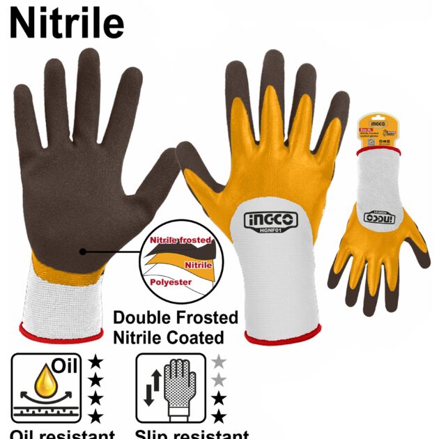 XL Touch Screen Frosted Coated Nitrile Safety Gloves Ingco HGNF01 ING-SE