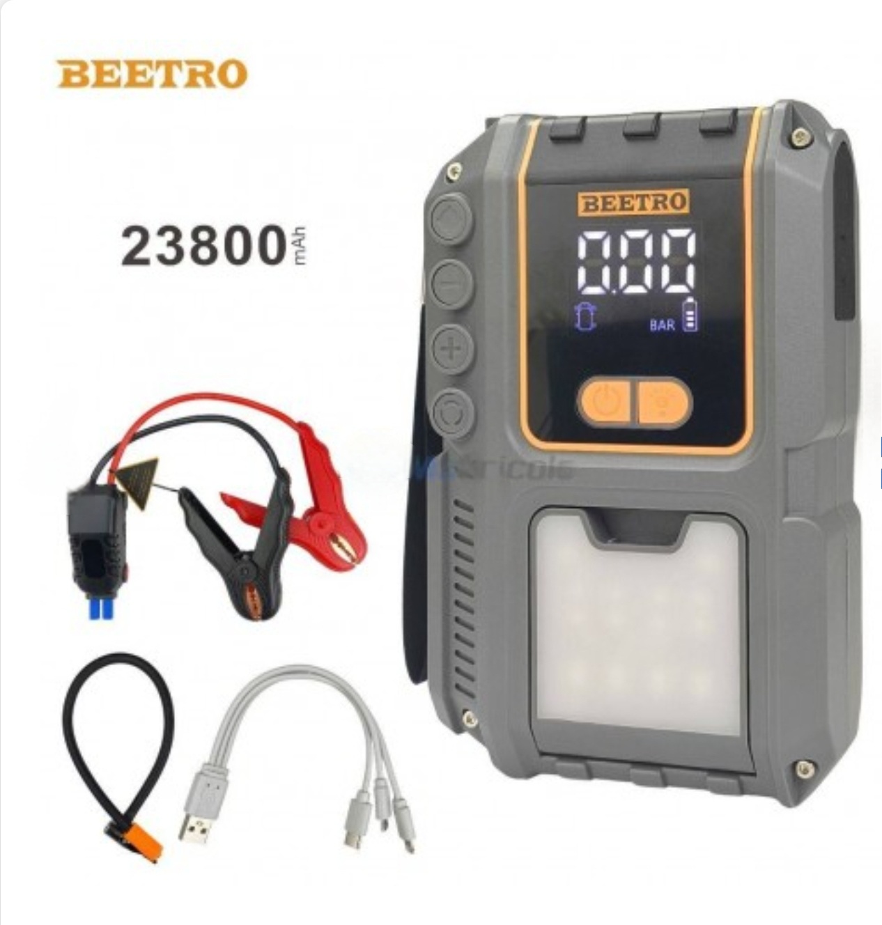 Power bank 4 in 1 booster baterie et gonfleur 10 bar lamp led et c beetro be0170