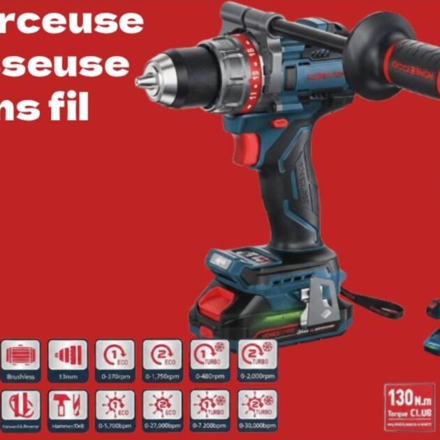 Perceuse visseuse sans fil 130 N.m 21V + 2 Batterie HONESTPRO YAE6162