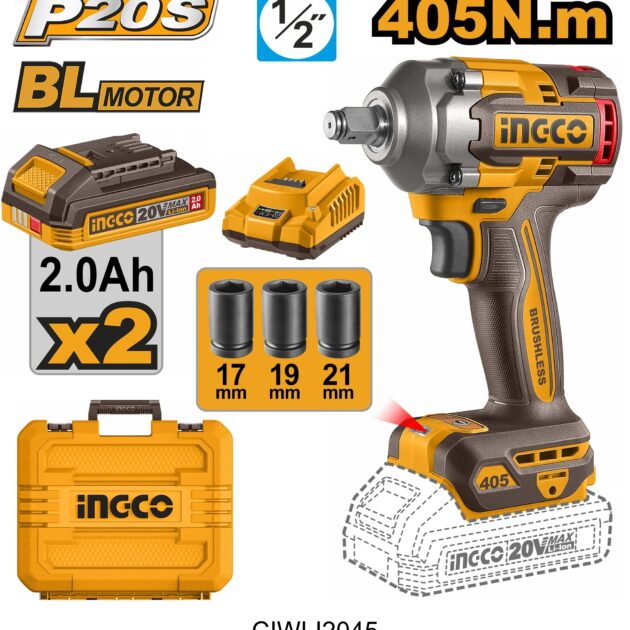 Clé à chocs sans filINGCO CIWLI2045