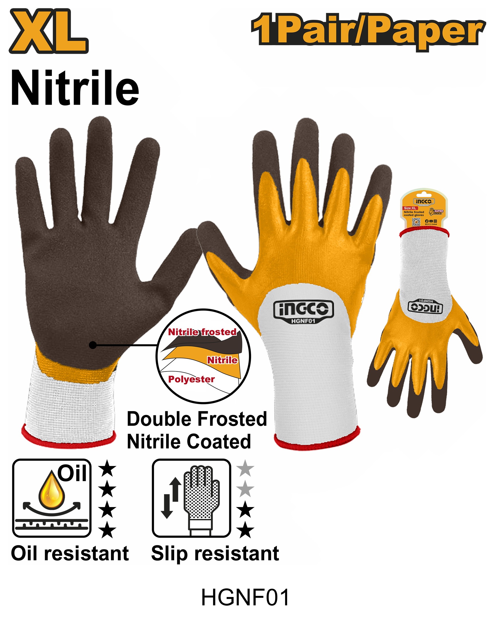 Gants en nitrile INGCO HGNF01