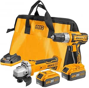 KIT MEUL ET VISSEUSE INGCO 20V 2 BAT 4 AH CKLI2009