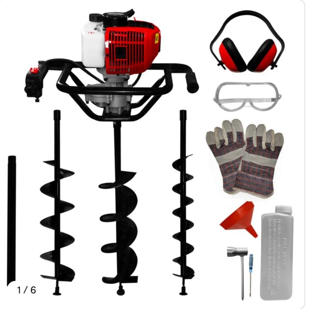 Tarière Thermique Beetro 1400W avec 3 Forets – Outil de Perçage de Sol BE0067
