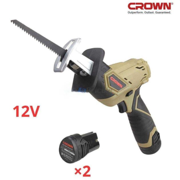 Scie sabre 12V Max 13 mm avec 2 batteries lithium-ion 2,0 Ah chargeur et mallette CROWN | CT25004