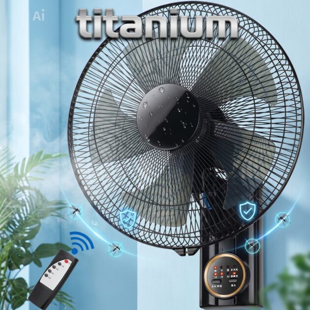 Ventulateur mural titanium 16" avec telecommande