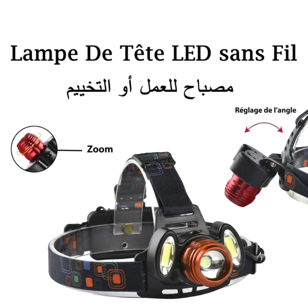 Lampe Frontable Portable Lumineuse Sans Fil Double Batteries Rechargeables Beetro LA294