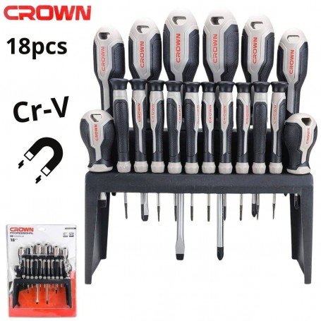 Jeu de tournevis 18 pièces CROWN CPHDS-AXA18