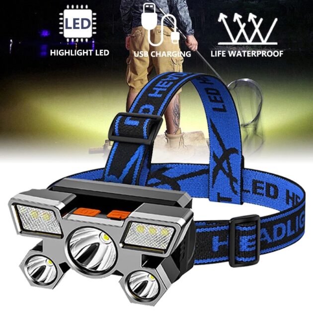 Lampe frontale rechargeable à 5 LED xy501