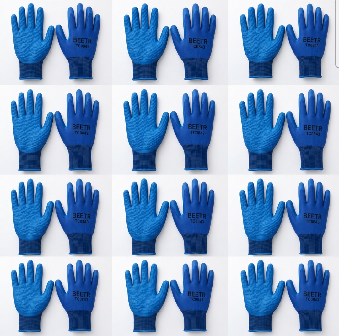 Ensemble de 12 paires de gants de protection taille 10 bleu BEETRO TC0843
