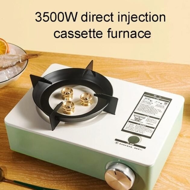 Réchaud de camping à cassette d'extérieur, réchaud à gaz portable, réchaud à barbecue, adapté pour le butane, très approprié pour le camping et la randonnée (couleur : vert, taille : 29 x 20 x 8,5 cm)