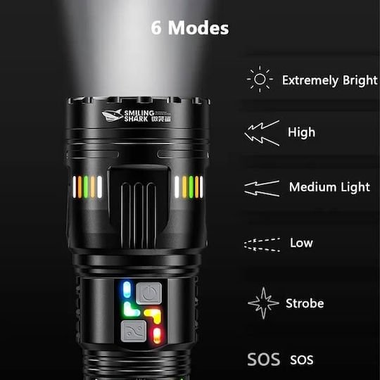 Lampe torche LED rechargeable X-Balog600, luminosité maximale de 40 000 lm, noire - الصورة 4