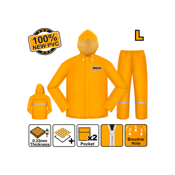 Ensemble imperméable industriel avec fermeture éclair et poche taille L LHRCTSKT031.L