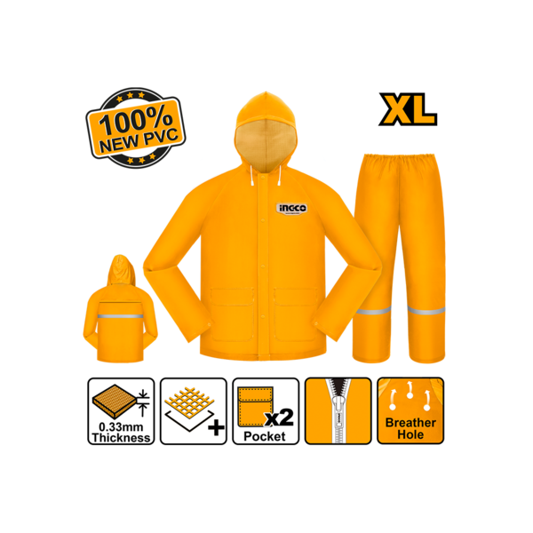 Ensemble imperméable industriel avec fermeture éclair et poche taille XL LHRCTSKT031.XL