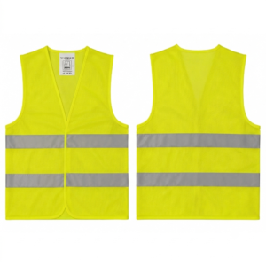 Gilet de sécurité à haute visibilité, jaune néon avec bandes réfléchissantes, polyester, vêtements de travail de construction
