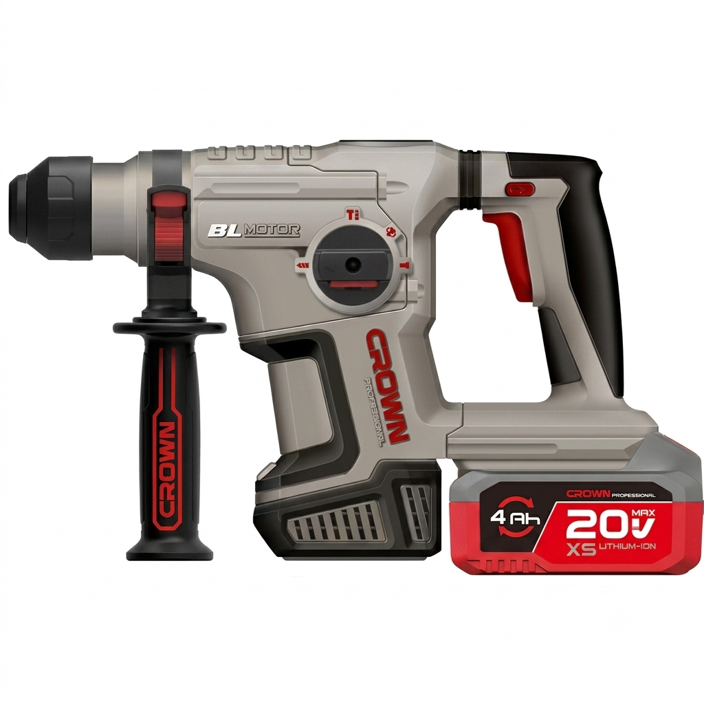 Marteau perforateur sans fil sans charbons 20V 2 batteries 4Ah CROWN CT28021XS-4 BMC - الصورة 4