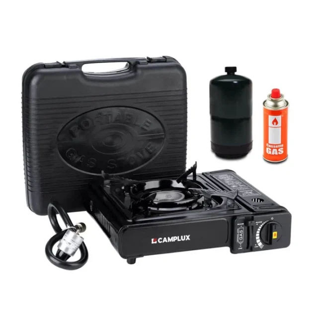 Réchaud Camplux à double combustible (propane et butane) avec étui de transport, réchaud de camping portable certifié CSA