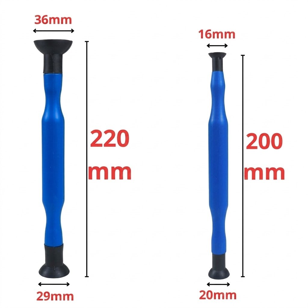 Ventouse pour soupape,2 outils de rotation soupapes du moteur avec 4 têtes différentes longueur 220-200 mm bleu - الصورة 2