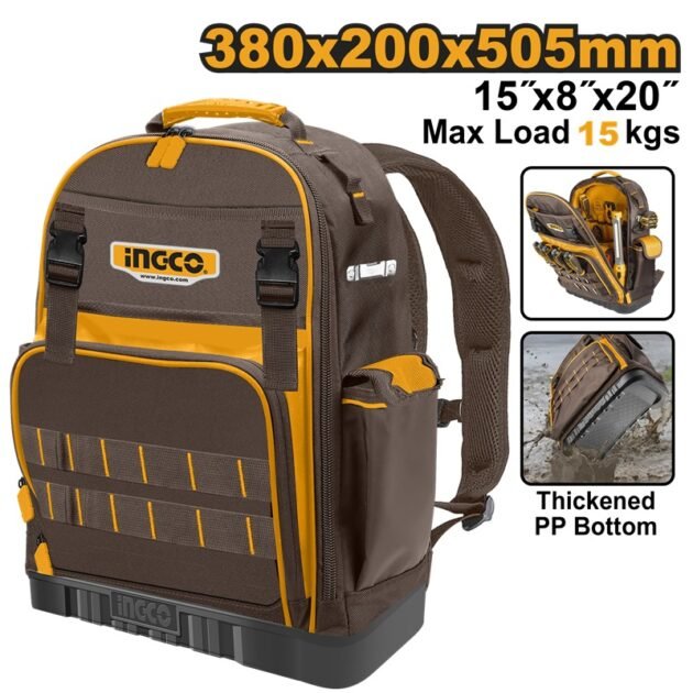 Sac à dos à outils HD L38 cm x l20 cm x H50,5 cm INGCO HBP03028