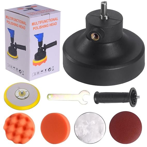 Tête de polissage multifonctionnelle pour voiture, tête de conversion pour polisseuse orbitale avec tampons en mousse/laine, kit de polissage pour cire et polissage.