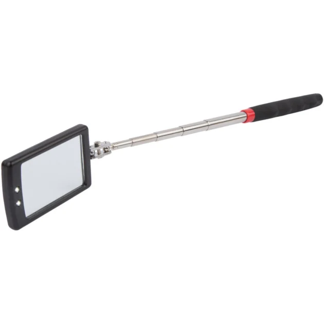 Miroir d'inspection télescopique flexible, pivotant, avec éclairage LED