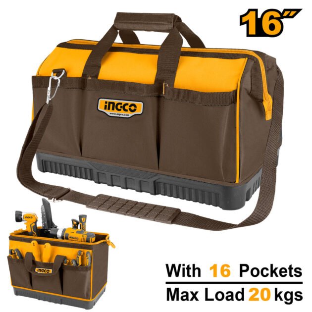 Sac à outils de 16 pouces avec 16 poches, boîte de rangement HTBG08