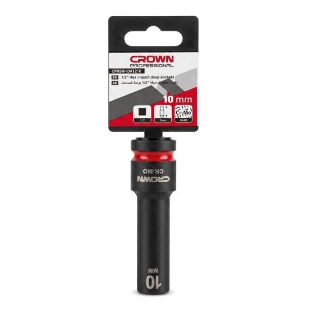 DOUILLE A CHOC 10MM 1/2″ 06PANS CROWN DOUILLE NOIR LONG CROWN 1/2 10MM CPHSW-IDA1210