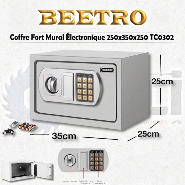 Coffre Fort Mural Électronique 250x350x250 TC0302