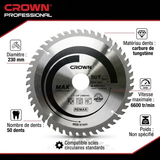DISQUE A BOIS 230MM CROWN CTTSP0016
