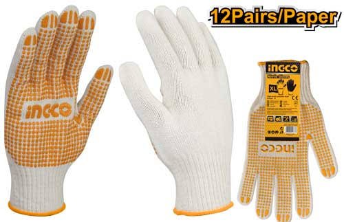 Gants en coton tricoté avec picots en PVC HGVK05