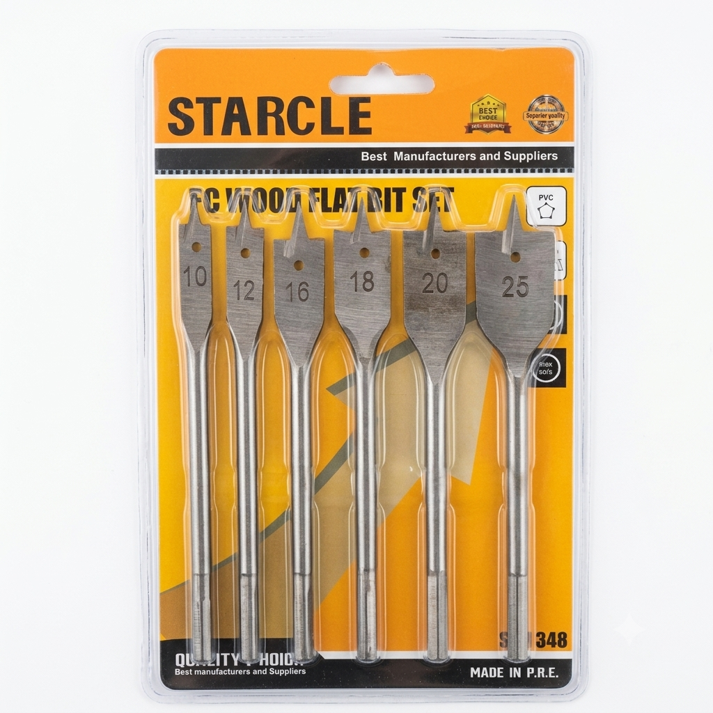 Ensemble de 6 mèches plates métriques pour le bois STARCLE ST-8348 - الصورة 2