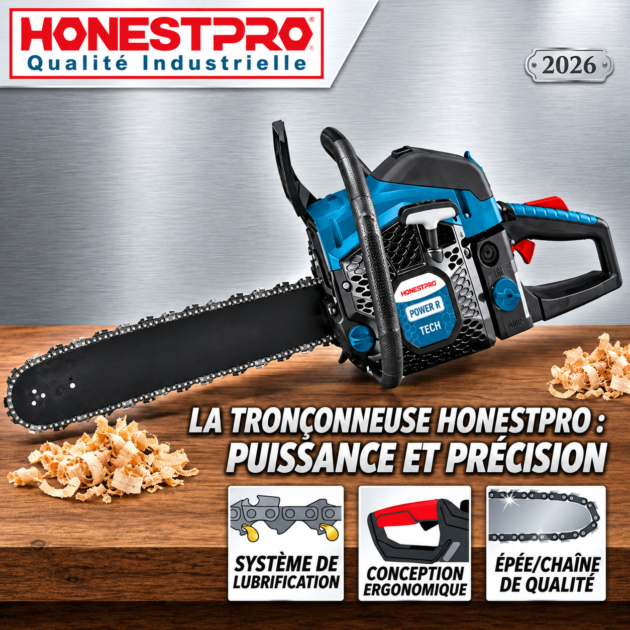 Scie à Chaine Tronçonneuse de Bois à Gasoil 55CC 20″ HONESTPRO YAE2620
