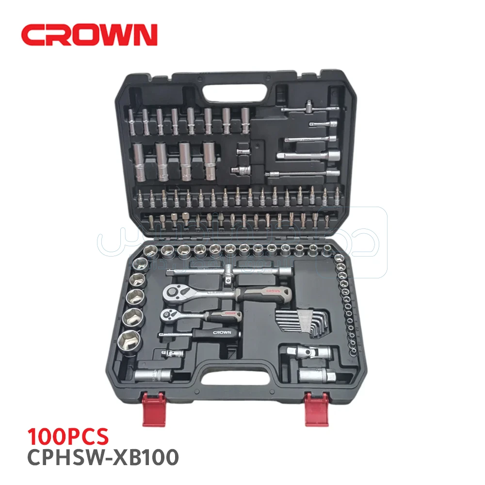 Caisse à outils mécanique douilles et cliquets 1/2” 100 pièces CROWN CPHSW-XB100
