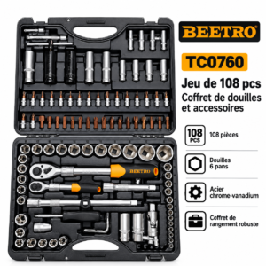 Coffret a douilles et accessoires 108 pieces BEETRO TC0760