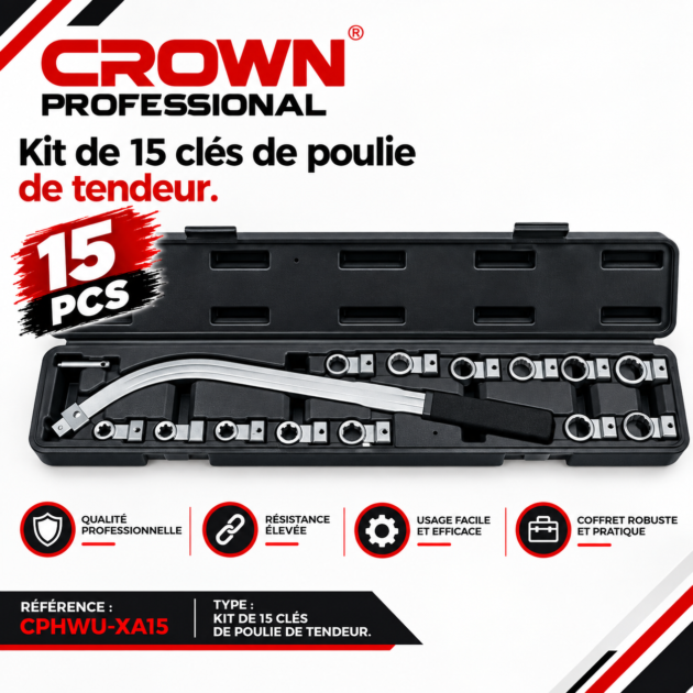 kit de 15 clés de poulie de tendeur CROWN CPHWU-XA15