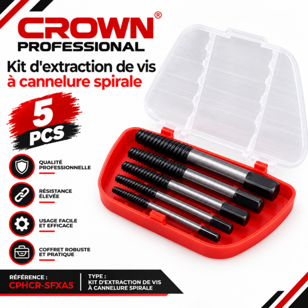 kit d'extraction de vis à cannelure spirale CTOWN CPHCR-SFXA5